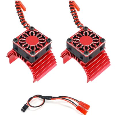 Aluminium RC Motor Heatsink 36mm with 4.8-8.4V Cooling Fan & Cover for 540 550 3650 3660 3670 Brushless Motor for 1/10 RC Car 2pcs/Set (Red)