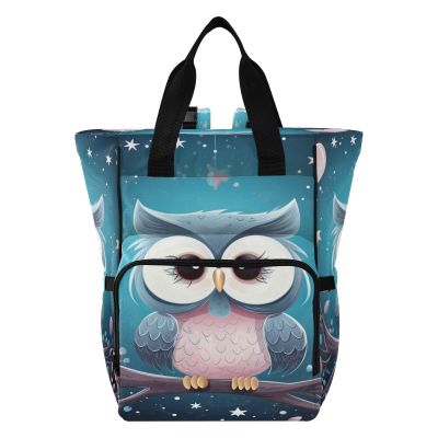 Cute Cartoon Owl Diaper Bag Travel Backpack Large Capacity Tote Mom Bags for Dad Women Girls