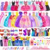 110 Pcs Doll Clothes and Accessories Dress up Toys for Girls with Wedding Dresses, Casual Dresses, Casual Jumpsuit, Swimsuits Bikini, Glasses, Shoes, Hangers, Doll Clothes Toys for Girl Gift view 1