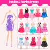 110 Pcs Doll Clothes and Accessories Dress up Toys for Girls with Wedding Dresses, Casual Dresses, Casual Jumpsuit, Swimsuits Bikini, Glasses, Shoes, Hangers, Doll Clothes Toys for Girl Gift view 3