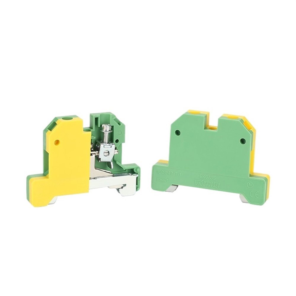 10Pcs EK 6/35 Screw Ground Connection Terminals SAK 6 mm Wire Electrical Connector Mount on Din Rail Terminal Block EK6/35