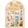 ORIGACH My First Year Baby Growth Photo Display Wood Board - 12 Months Newborn Milestones Picture Frame - Neutral Baby Keepsake Board 1st Birthday Party Nursery Decor New Mom Gift - Hot Air Balloon view 1