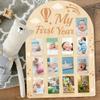 ORIGACH My First Year Baby Growth Photo Display Wood Board - 12 Months Newborn Milestones Picture Frame - Neutral Baby Keepsake Board 1st Birthday Party Nursery Decor New Mom Gift - Hot Air Balloon view 4