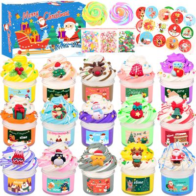 15 Pack Christmas Butter Slime Kit, Goodie Bag Stuffers, Colorful Slime Party Favors for Kids, Soft and Non-Sticky, Advent Calendar 2025, Chritmas Gifts, Putty Toys for Girls Boys
