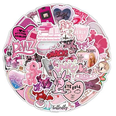100PCS New Y2K Stickers, 2000S Retro Aesthetic Cyber Trend Stickers, Vinyl Waterproof Water Bottles Laptop Suitcase for Birthday Party Supplies Halloween Decoration