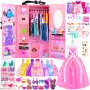 137 Pcs Doll Closet Playset Clothes and Accessories for 11.5 Inch Dolls, Included Princess Dresses,Fashion Dresses,Casual Clothing,Swimsuits,Bags,Shoes,Doll Dress up Toys for Girls Kids Toddlers Gifts view 1