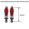 1/10 RC Oil Leakproof Shocks,2Pcs Adjustable Oil Filled Shocks 52mm-120mm for 1/10 RC Buggy Truggy On Road Touring Drift Cars Monster Trucks Upgrade Parts (2PCS 62mm Red) view 2