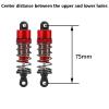 1/10 RC Oil Leakproof Shocks,2Pcs Adjustable Oil Filled Shocks 52mm-120mm for 1/10 RC Buggy Truggy On Road Touring Drift Cars Monster Trucks Upgrade Parts (2PCS 75mm Red) view 2