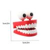 Wind-up Chattering Toy Chomping Teeth Plastic Red Props with Eyes for Party Christmas Halloween Favors Wind-Up Chattering Chomping Teeth with Eyes Wind-Up Chomping Teeth Toy Clockwork Denture Toy Red view 3