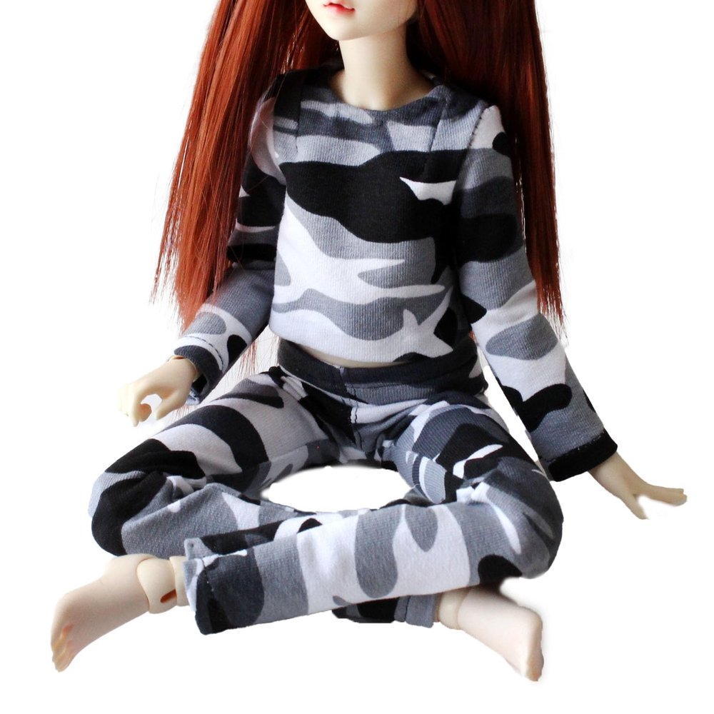 Minifee doll army outfit military gray camouflage pants and pullover