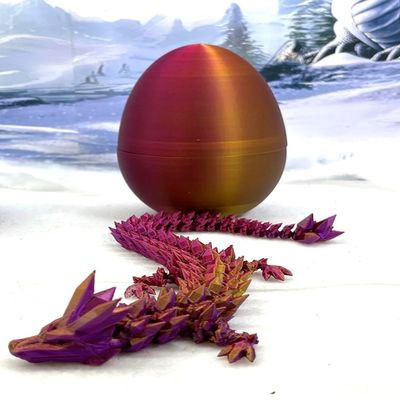 3D Printed Dragon Egg with Dragon Inside, Articulated Crystal Dragon in Egg, Executive Dragon Fidget Desk Toys for Gifts, Home Office Decor D001-S5 (RPG-Red Purple Gold)