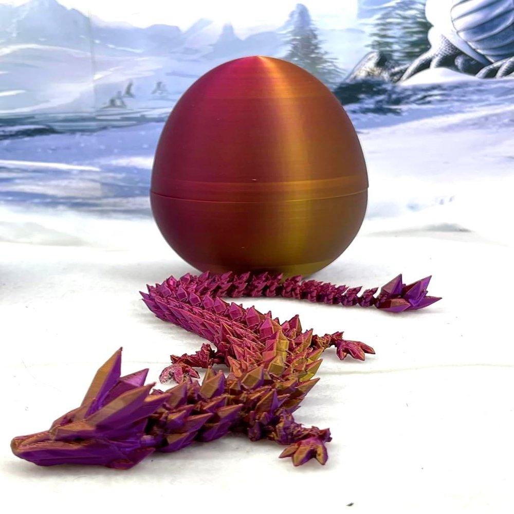 3D Printed Dragon Egg with Dragon Inside, Articulated Crystal Dragon in Egg, Executive Dragon Fidget Desk Toys for Gifts, Home Office Decor D001-S5 (RPG-Red Purple Gold)
