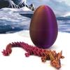 3D Printed Dragon Egg with Dragon Inside, Articulated Crystal Dragon in Egg, Executive Dragon Fidget Desk Toys for Gifts, Home Office Decor D001-S5 (RPG-Red Purple Gold) view 2