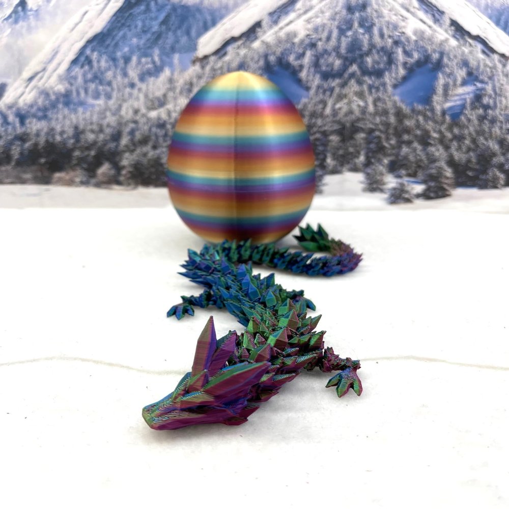 3D Printed Dragon with Dragon Egg, Articulated Tri Color Crystal Dragon, Executive Dragon Fidget Desk Toys, Home Office Decor D014 (Red Green Blue)