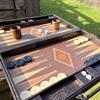 18-inch Premium Leather Backgammon Set for Adults, Crocodile Pattern Faux Leather Covering Vintage Board Game Bag Gift Ideas for Dad, Husband, Birthday view 2
