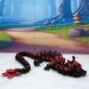 3D Printed Black Cherry Blossom Dragon, Articulated 12" Dragon Fidget ADHD Autism Toy, Executive Home Desk Toy BLK-DR (Black and Red) view 2