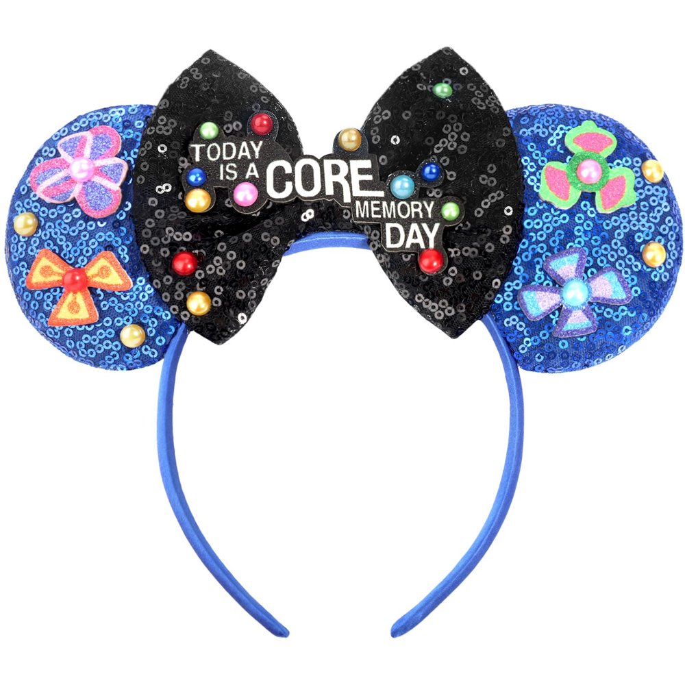 ETLUK Mouse Ears Headband, Sequin Bow Blue Headband for Women Girls Adult, Parks Ears for Cosplay Accessories Party Decorations
