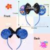 ETLUK Mouse Ears Headband, Sequin Bow Blue Headband for Women Girls Adult, Parks Ears for Cosplay Accessories Party Decorations view 2