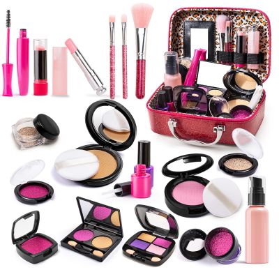 Pretend Makeup Toy Sets for Girls Age 3-8,Toddler Makeup Kit for Play Vanity Set, Washable Fake Cosmetic Dress Up Toys, Princess Style Beauty Accessories Gift for 3-12 Year Old Kids