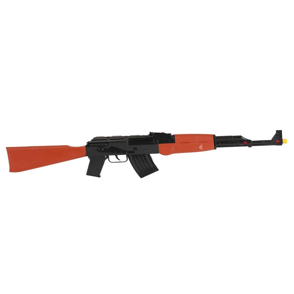 Fun Costumes Plastic AK-47 Toy Gun with Sound Effects - Black & Wood Grain Design - for Ages 14 Plus