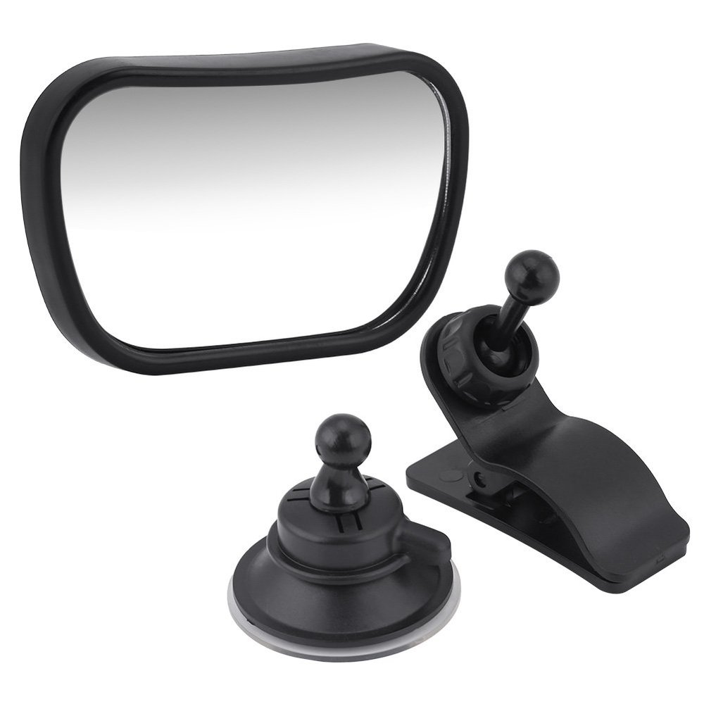 360 Rotatable Two in One Inside Car Adjustable Mirror for Baby Safety, Back Seat Rear View Non Glass Material