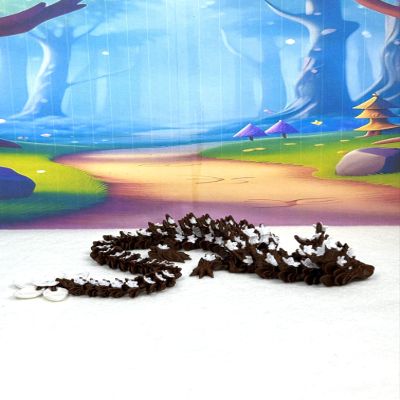 3D Printed Dragon, Articulated Dragon, 12" Brown and White Cherry Blossom Dragon, Fidget ADHD Autism, Relief Anxiety D050-DR
