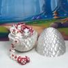 3D Printed Dragon Mushroom Dragon with Dragon Egg, Articulated 12" White and RED Dragon, Fidget Toy, Executive Desk Toy D036-WE view 4