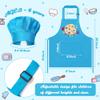 R HORSE Kid Apron and Chef Hat Set 2Pcs Adjustable Children Blue Artist Kitchen Apron, Dress up Role Play Chef Toy Cooking Baking Painting and Training Kits Funny Birthday Christmas Gift for Kids view 2