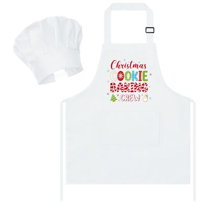 R HORSE Christmas Kid Apron & Chef Hat Set, 2Pcs Children Kitchen Apron, Dress Up Role Play Chef Toy Cooking Baking Painting Training Kit for Kids Birthday Gift