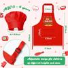 R HORSE 2Pcs Christmas Kid Apron and Chef Hat Set, Xmas Red Adjustable Children Red Kitchen Apron, Dress up Role Play Chef Toy Cooking Baking Painting Training Kits for Kids Birthday Christmas Gift view 2