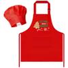R HORSE Christmas Kid Apron and Chef Hat Set, 2Pcs Adjustable Children Xmas Red Kitchen Apron Dress up Role Play Chef Toy Cooking Baking Painting and Training Kits Christmas Gift for Kids view 1