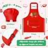 R HORSE Christmas Kid Apron and Chef Hat Set, 2Pcs Adjustable Children Xmas Red Kitchen Apron Dress up Role Play Chef Toy Cooking Baking Painting and Training Kits Christmas Gift for Kids view 2