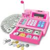 Bstoyder Calculator Cash Register Toy Gift for Kids Age 3, 4, 5, 6, 7, 8+ Year Old, 103 Pcs Grocery Store Playset with Microphone, Credit Card, Pink Cash Register Toy for Toddlers Kids 4-8 view 1
