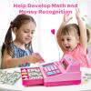 Bstoyder Calculator Cash Register Toy Gift for Kids Age 3, 4, 5, 6, 7, 8+ Year Old, 103 Pcs Grocery Store Playset with Microphone, Credit Card, Pink Cash Register Toy for Toddlers Kids 4-8 view 4