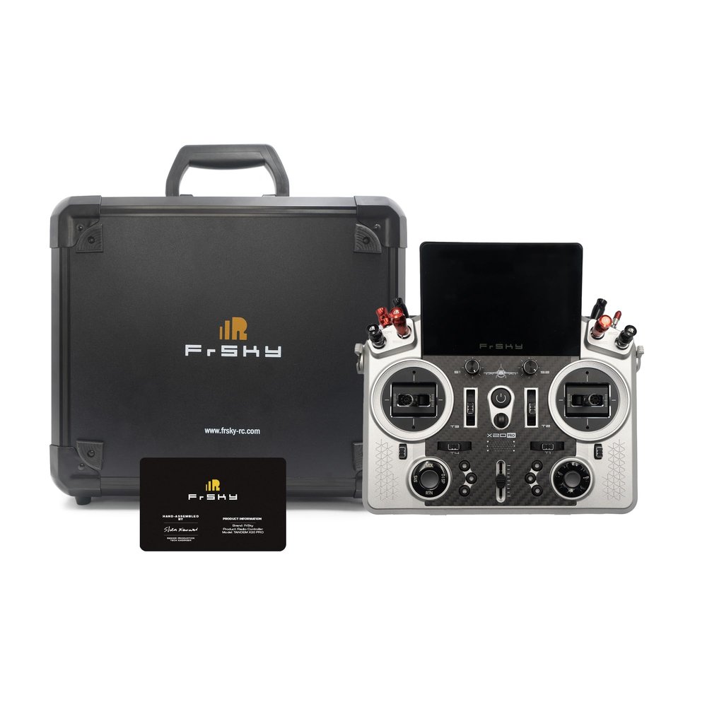 FrSky Tandem X20 PRO AW Radio Transmitter 2.4G & 900M Dual-Band, CNC Metal Shell, Built-in TD-ISRM Pro, 24 Channels Professional Remote Controller with Carrying Case(Silver)
