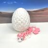 3D Printed Baby Dragon with Dragon Egg, Articulated White and Pink Clover Dragon, Fidget Toy for Autism ADHD BD007-CLO view 1