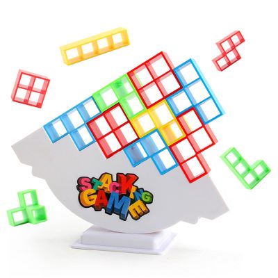 Balance Stacking Attack Block Game, Stack Game for Adult & Kids, Board Games for 2 Players+ Family Games, Perfect for Parties, Travel, Kids & Adults Team Building Blocks Toy, Pack of 48