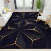 TIMOILU 4x5 Area Rugs Abstract Geometry Black Gold Small Rugs for Bedroom, Low Pile are Not Stumbling Foot Kids Rugs for Playroom Living Room End Table Nursery view 1