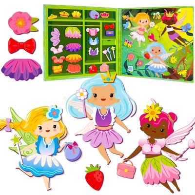 QUOKKA Magnetic Dress-Up Dolls for Girls Boys with 35 Magnetic Pieces - Creative Magnetic Play Set for Home or Travel - Perfect Paper Dolls for Ages 3 and Up, Boost Storytelling with Fairies