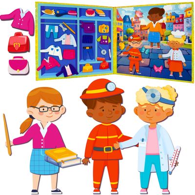 Quokka Magnetic Dress-Up Dolls for Girls Boys with 35 Magnetic Pieces - Creative Magnetic Play Set for Home or Travel - Perfect Magnetic Paper Dolls for Ages 3+, Boost Storytelling with Professions