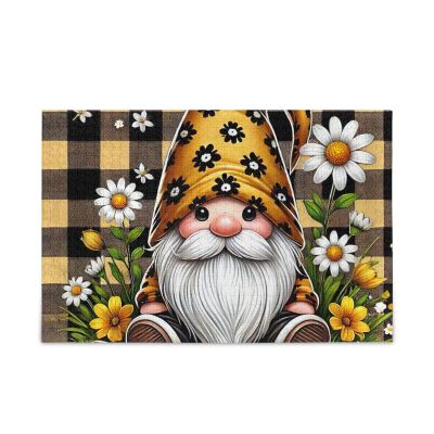 1000 Pieces Jigsaw Puzzle Gnome with Daisy Flowers Plaid Challenging Puzzle Game Funny Puzzle for Adults Kids