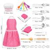 MEIDAYAI Kids Cooking Baking Set , Kids Kitchen Pretend Play Toys, Children Chef Role Play Costume Set - Chef Hat and Matching Pink Apron, Birthday Xmas Gifts for 3-8 Year Old Girls Toys view 2
