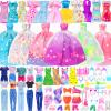 BJDBUS 50 Pcs Doll Clothes and Accessories, 2 Wedding Gowns 4 Fashion Dresses 2 Tops 2 Pants Outfits 2 Swimsuits Bikini 10 Shoes 10 Hangers 17 Accessories Stuffers for 11.5 inch Girl Doll view 1