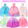BJDBUS 50 Pcs Doll Clothes and Accessories, 2 Wedding Gowns 4 Fashion Dresses 2 Tops 2 Pants Outfits 2 Swimsuits Bikini 10 Shoes 10 Hangers 17 Accessories Stuffers for 11.5 inch Girl Doll view 3