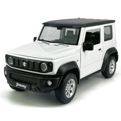 1:24 Scale 2021 Jimny SUV Model Toy Car Metal Diecast Toy Vehicle, Doors Open, Light Sound, Pull Back, Toys for Boys Kids Gifts, Men Collection, Home Office Dcor, White
