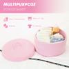 Sea Team Round Cotton Rope Storage Basket with Lid, Lidded Woven Storage Bin, Nursery Storage Container, Diaper Caddy, Baby Shower Basket, Box, Organizer, 11.8 x 11.8 x 6.7 Inches (Medium, Pink) view 2