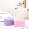 Sea Team Round Cotton Rope Storage Basket with Lid, Lidded Woven Storage Bin, Nursery Storage Container, Diaper Caddy, Baby Shower Basket, Box, Organizer, 11.8 x 11.8 x 6.7 Inches (Medium, Pink) view 3
