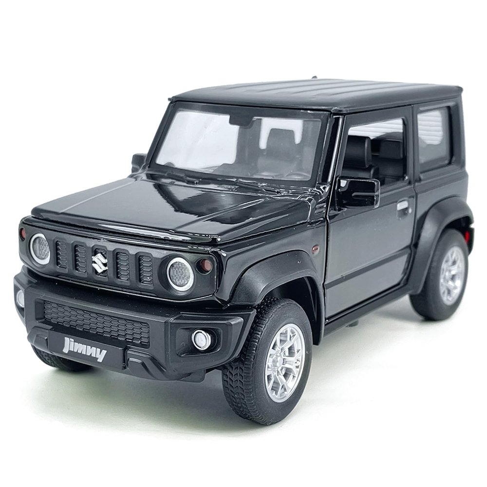 1:24 Scale 2021 Jimny SUV Model Toy Car Metal Diecast Toy Vehicle, Doors Open, Light Sound, Pull Back, Toys for Boys Kids Gifts, Men Collection, Home Office Dcor, Black