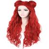 AMZCOS Kids Costume Wig with Buns and Red Necklace Earrings Long Wavy Hair Wigs for Girls Halloween Cosplay view 4