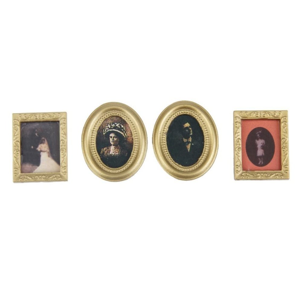 1:12 Scale Dollhouse Miniature Photo Frame Doll House Family Furniture Accessories Mini Framed Picture Photo Wall Decoration 4pcs Toy Game.